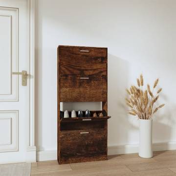 Shoe Cabinet Smoked Oak - Modern Storage Solution | HipoMarket