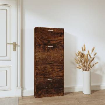 Shoe Cabinet Smoked Oak - Modern Storage Solution | HipoMarket