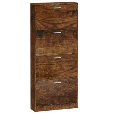 Shoe Cabinet Smoked Oak - Modern Storage Solution | HipoMarket