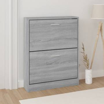 Shoe Cabinet Grey Sonoma 59x17x81 cm | Organised Storage