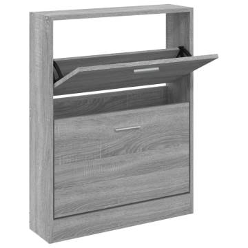 Shoe Cabinet Grey Sonoma 59x17x81 cm | Organised Storage