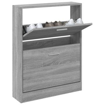 Shoe Cabinet Grey Sonoma 59x17x81 cm | Organised Storage