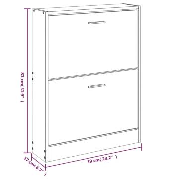 Shoe Cabinet Grey Sonoma 59x17x81 cm | Organised Storage