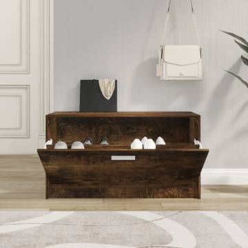 Shoe Bench Smoked Oak 80x24x45 cm | Stylish Shoe Storage