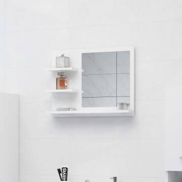 High Gloss White Bathroom Mirror - 60x10.5x45 cm