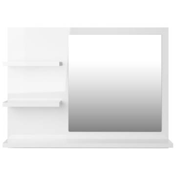 High Gloss White Bathroom Mirror - 60x10.5x45 cm