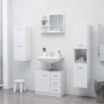 High Gloss White Bathroom Mirror - 60x10.5x45 cm