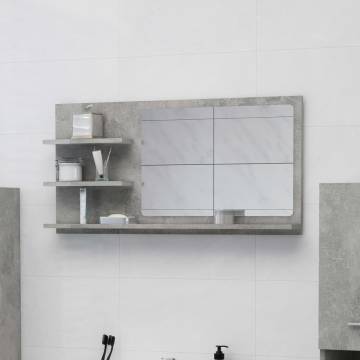 Concrete Grey Bathroom Mirror with 3 Shelves - Hipomarket