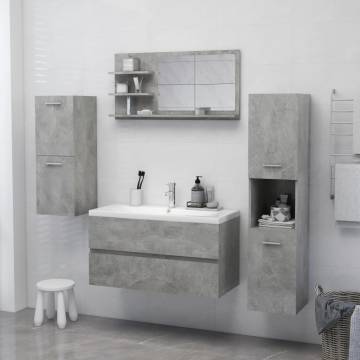 Concrete Grey Bathroom Mirror with 3 Shelves - Hipomarket