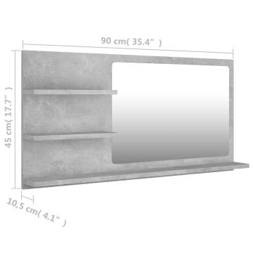 Concrete Grey Bathroom Mirror with 3 Shelves - Hipomarket