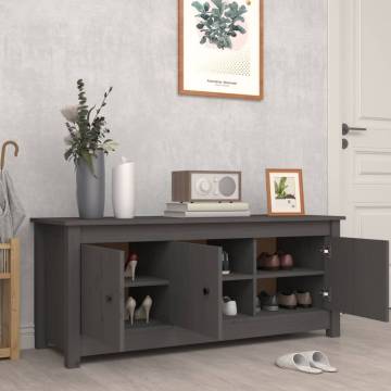 Shoe Cabinet Grey 110x38x45.5 cm - Solid Pine Wood Storage