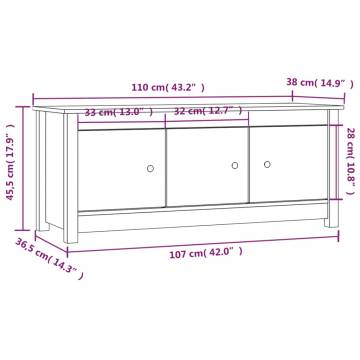 Shoe Cabinet Grey 110x38x45.5 cm - Solid Pine Wood Storage