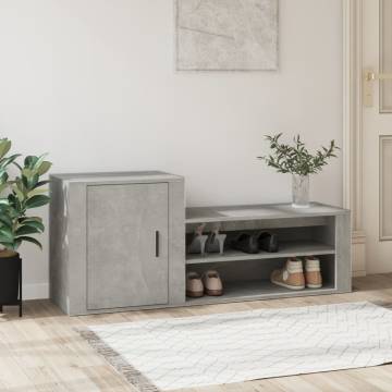 Shoe Cabinet Concrete Grey | Stylish Engineered Wood Storage