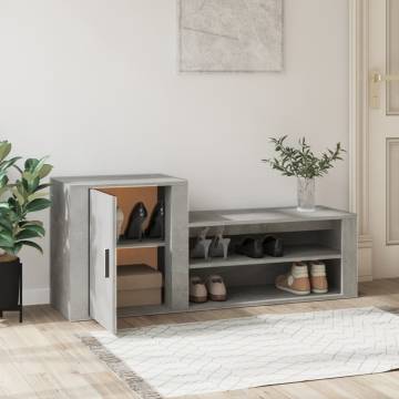 Shoe Cabinet Concrete Grey | Stylish Engineered Wood Storage