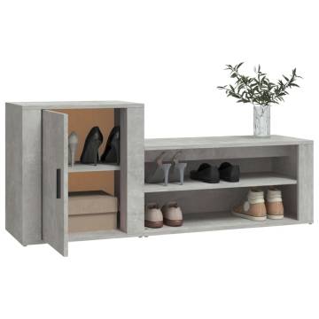 Shoe Cabinet Concrete Grey | Stylish Engineered Wood Storage