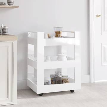 High Gloss White Kitchen Trolley - 60x45x80 cm | HipoMarket