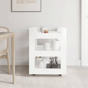 High Gloss White Kitchen Trolley - 60x45x80 cm | HipoMarket