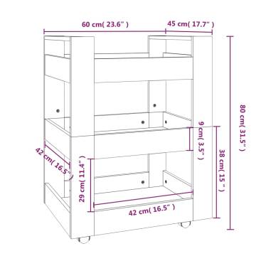 High Gloss White Kitchen Trolley - 60x45x80 cm | HipoMarket