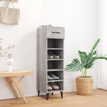 Shoe Cabinet Grey Sonoma - 30x35x105 cm Engineered Wood