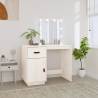 Dressing Table with LED White 95x50x133.5 cm Solid Wood Pine Colour white Quantity in Package 1 