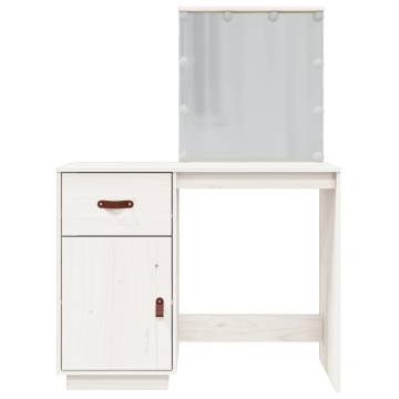 Dressing Table with LED - White Solid Pine 95x50x133.5 cm