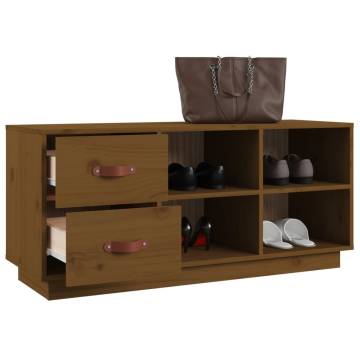 Shoe Bench Honey Brown - Solid Pine Wood | Hipo Market