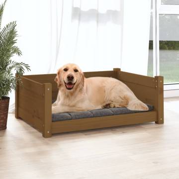 Stylish Honey Brown Dog Bed - Solid Pine Wood 75.5x55.5cm