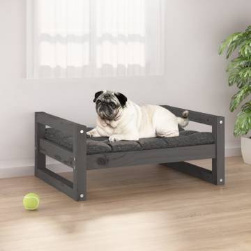 Dog Bed Grey 65.5x50.5 cm Solid Pine Wood – Comfortable & Stylish