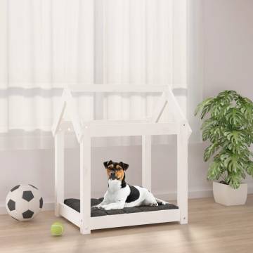 Stylish White Dog Bed - Solid Pine Wood | 61x50x70 cm