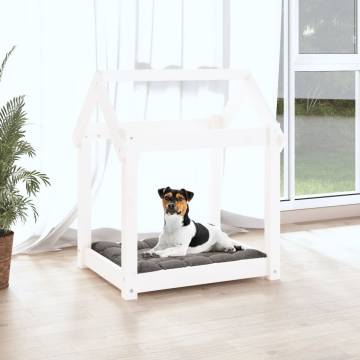 Stylish White Dog Bed - Solid Pine Wood | 61x50x70 cm