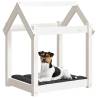 Stylish White Dog Bed - Solid Pine Wood | 61x50x70 cm