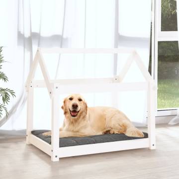 Dog Bed White 81x60x70 cm - Solid Pine Wood for Comfort