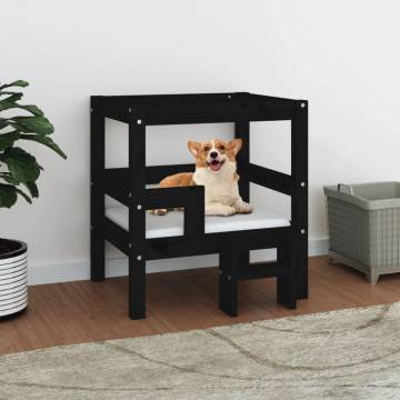 Dog Bed Black - Solid Pine Wood | 55.5x53.5x60 cm