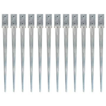 Ground Spikes 12 pcs Silver - Galvanised Steel for Outdoor Use