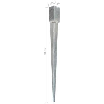 Ground Spikes 12 pcs Silver - Galvanised Steel for Outdoor Use