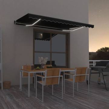 Manual Retractable Awning with LED - 400x350 cm Anthracite