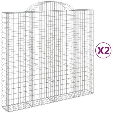 Arched Gabion Baskets - 2 pcs 200x50x180 cm Galvanised Iron