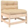 Middle Sofa with Cushions - Solid Wood Pine | HipoMarket