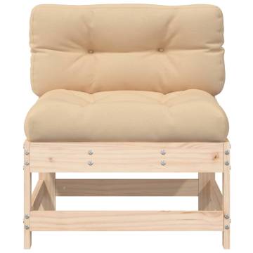 Middle Sofa with Cushions - Solid Wood Pine | HipoMarket