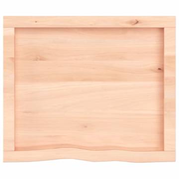 Rustic Wall Shelf - 60x50cm Untreated Solid Oak Wood