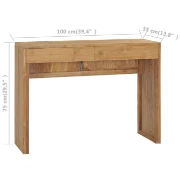 Console Table 100x35 cm Solid Teak Wood - Rustic Charm