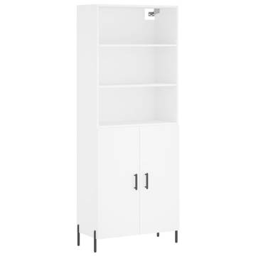 Stylish Highboard White 69.5x34x180 cm - Quality Engineered Wood