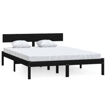 Stylish Black Solid Wood Bed Frame 120x190 cm - HipoMarket