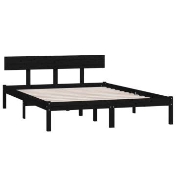 Stylish Black Solid Wood Bed Frame 120x190 cm - HipoMarket