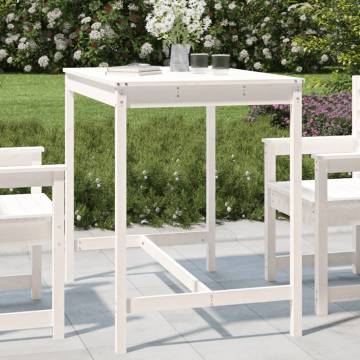 Garden Table White 121x82.5 cm - Solid Pine for Outdoors