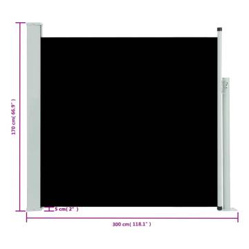 Patio Retractable Side Awning 170x300 cm - Black | HipoMarket