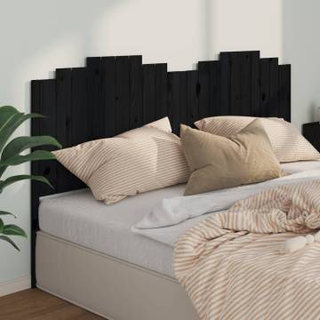 Stylish Black Bed Headboard - Solid Wood Pine | HipoMarket