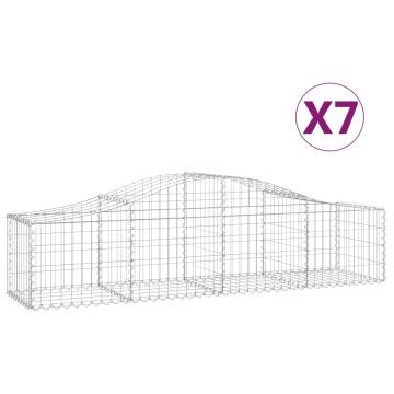 Arched Gabion Baskets - 7 pcs Galvanised Iron | Hipomarket UK