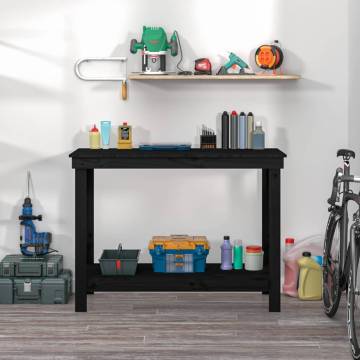 Black Solid Wood Pine Work Bench - 110x50 cm | HipoMarket