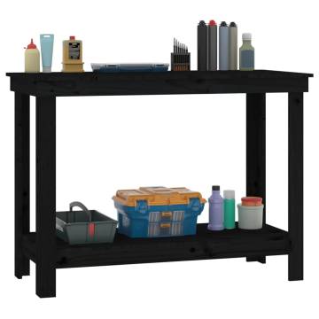 Black Solid Wood Pine Work Bench - 110x50 cm | HipoMarket